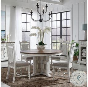 River Place Riverstone White And Tobacco Pedestal Dining Room Set