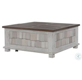 River Place Riverstone White And Tobacco Lift Top Storage Cocktail Table