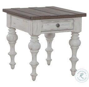 River Place Riverstone White And Tobacco End Table