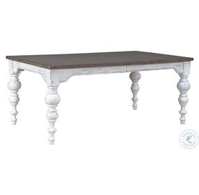 River Place Riverstone White And Tobacco Rectangular Leg Extendable Dining Table