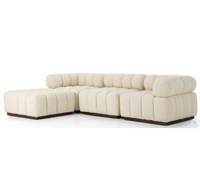 Roma Durham Cream Outdoor 3 Piece Sectional with Ottoman