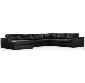 Colt Heirloom Black Leather 4 Piece Sectional with LAF Chaise