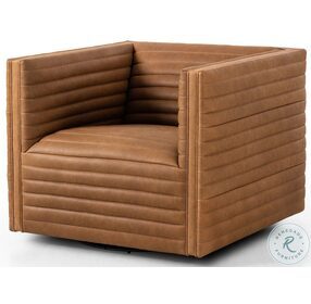 Padma Eucapel Cognac Leather Swivel Chair