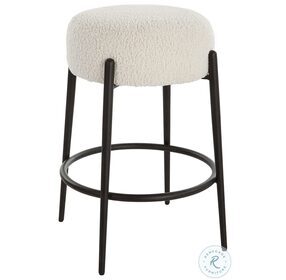 Arles White Faux shearling Counter Height Stool