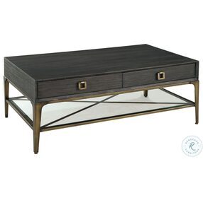 Edgewater Brown And Antique Brass Rectangle Coffee Table