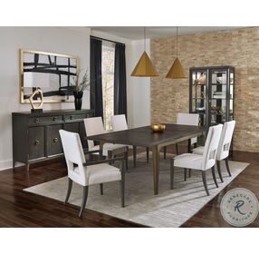 Edgewater Brown And Antique Brass Rectangle Extendable Dining Room Set
