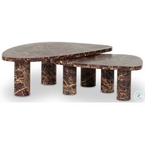 Zion Merlot Marble Coffee Table Set