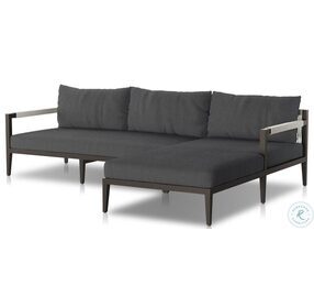 Sherwood Fiqa Boucle Slate And Bronze Outdoor 2 Piece RAF Chaise Sectional