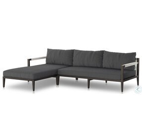 Sherwood Fiqa Boucle Slate And Bronze Outdoor 2 Piece LAF Chaise Sectional