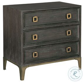 Edgewater Brown And Antique Brass 3 Drawer Nightstand