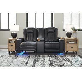 Center Point Black Reclining Console Loveseat