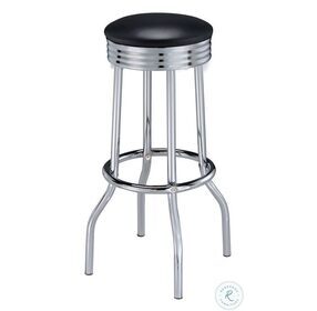 Theodore Black And Chrome Upholstered Top Bar Stool Set of 2