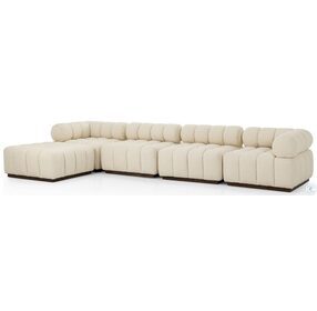 Roma Durham Cream Outdoor 4 Piece Sectional with Ottoman