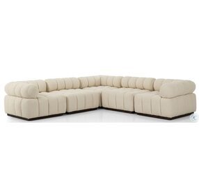 Roma Durham Cream Outdoor 5 Piece Sectional with Ottoman