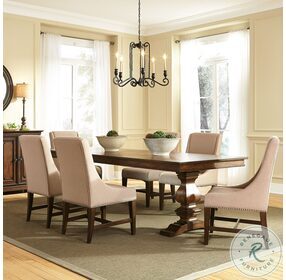 Armand Antique Brownstone Extendable Trestle Dining Room Set