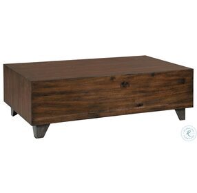 Monterey Point Deep Brown And Forged Metal Butchers Block Coffee Table