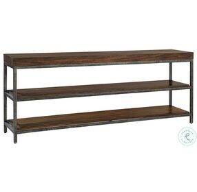 Monterey Point Deep Brown And Forged Metal Planked Sofa Table