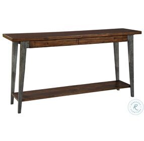 Monterey Point Deep Brown And Forged Metal Splayed Leg Sofa Table