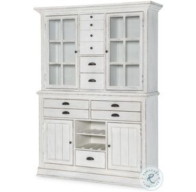 Cottage Park Aged White Credenza with Hutch