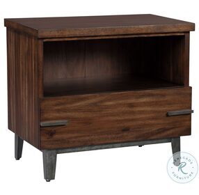 Monterey Point Deep Brown And Forged Metal 1 Drawer Nightstand