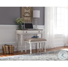Magnolia Manor Antique White And Weathered Bark Vanity Desk with Bench