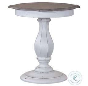 Magnolia Manor Antique White And Weathered Bark Round Accent Table
