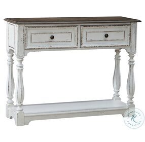 Magnolia Manor Antique White And Weathered Bark Hall Console Table