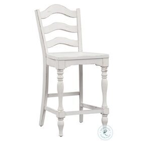 Magnolia Manor Antique White And Weathered Bark Ladder Back Counter Chair Set of 2