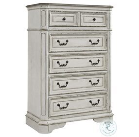 Magnolia Manor Antique White And Weathered Bark 5 Drawer Chest