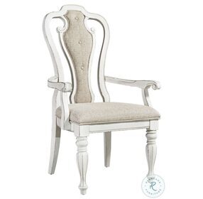 Magnolia Manor Antique White And Weathered Bark Splat Back Arm Chair Set of 2