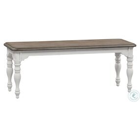 Magnolia Manor Antique White And Weathered Bark Dining Bench