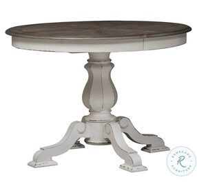 Magnolia Manor Antique White And Weathered Bark Extendable Dining Table