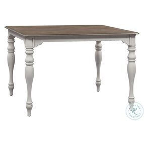 Magnolia Manor Antique White And Weathered Bark Gathering Extendable Counter Height Dining Table