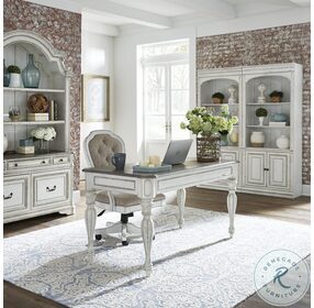 Magnolia Manor Antique White And Weathered Bark Home Office Set