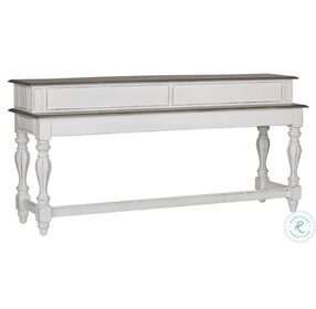 Magnolia Manor Antique White And Weathered Bark Console Bar Table