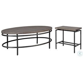 Sedona Gray White Glaze And Aged Iron Oval Occasional Table Set