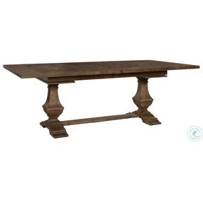 Wexford Natural Wood Tones Slab Top Trestle Extendable Dining Table