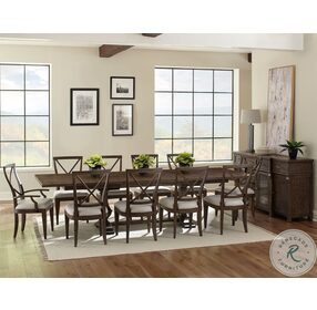 Wexford Natural Wood Tones Slab Top Trestle Extendable Dining Room Set