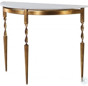Imelda White Marble and Antique Gold Console Table