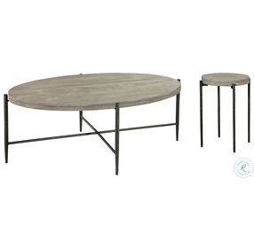 Bedford Park Gray And Forged Iron Oval Occasional Table Set