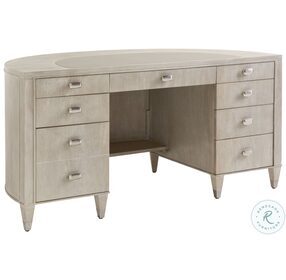 Greystone Pearl Gray Wire Brushed Dylan Demilune Desk
