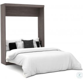 Nebula Bark Gray and White Queen Wall Bed