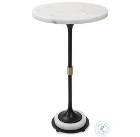 Sentry Black and White Marble End Table
