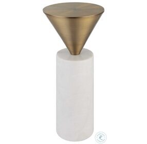 Top Hat White Marble and Brushed Brass End Table