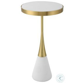 Apex White And Brushed Brass Accent Table