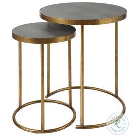 Aragon Antique Brass And Gray Nesting Table Set of 2