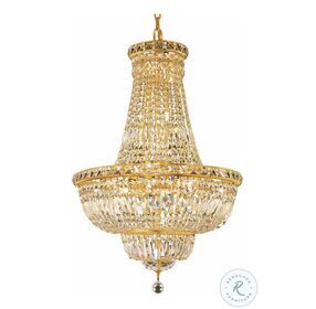 Tranquil 22" Gold 22 Light Chandelier With Clear Royal Cut Crystal Trim
