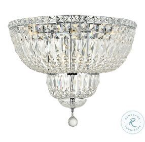 Tranquil 20" Chrome 10 Light Flush Mount With Clear Royal Cut Crystal Trim