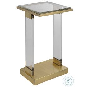 Muse Brushed Brass Seeded Glass Top Accent Table