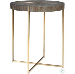 Taja Brushed Brass Round Accent Table